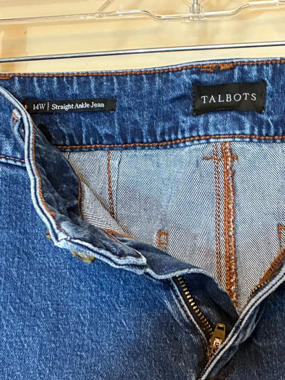 Talbots 14W Straight Ankle Jeans High Rise Preppy Minimalist Classic Blue Crop